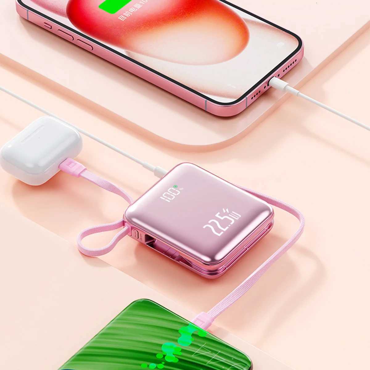 20000mAh Mini Cute Power Bank with Built-in Cable and 225W Fast Charging Battery Pack for IPhone H251213