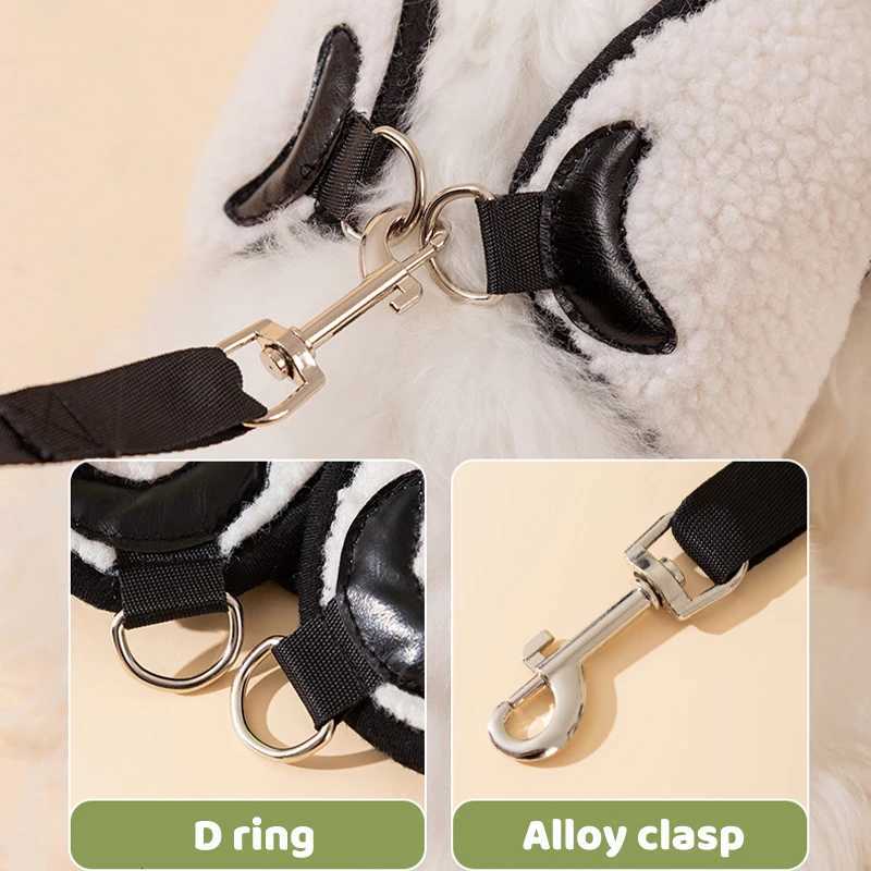 Cute Animal Dog Harness Pet Fleece Dog Vest Autumn Winter Dog Warm Clothes Puppy Harness and Leash Set Chihuahua Bichon Costume M251213