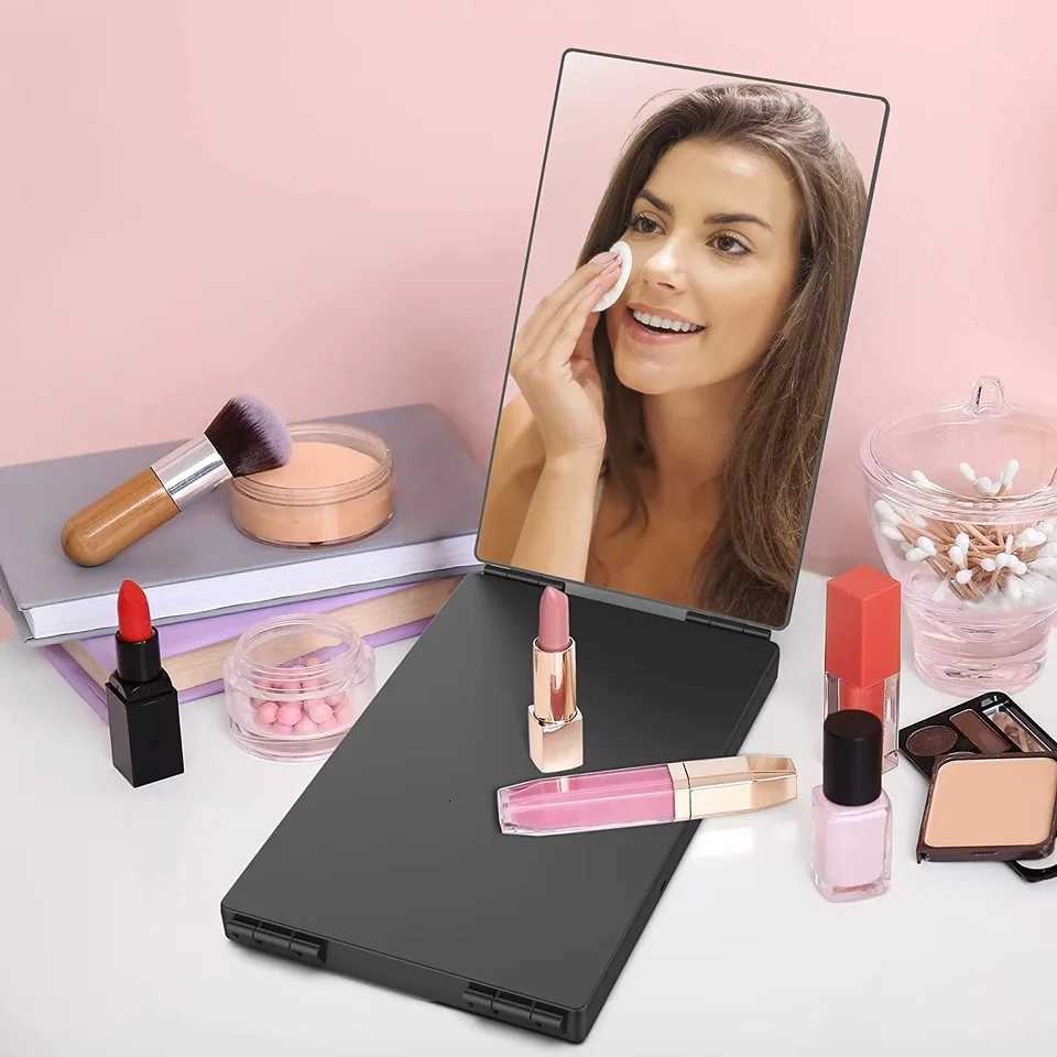 Black Portable 360 Trifold Mirror with Height Adjustable Telescoping Hooks Ideal for Self Hair Cutting Makeup Essential FordableT251213