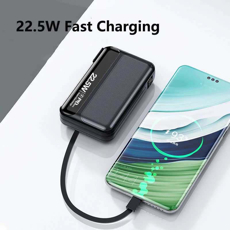 Power Bank 20000mAh Built in Cable Plug Wall Charger Powerbank 225W Fast Charging for iPhone 16 External Battery H251213