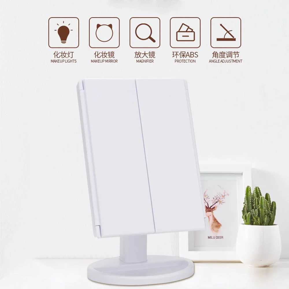 Led Vanity Mirror with Light Portable 10X Magnifying Desktop Three Side Folding Vanity MirrorT251213