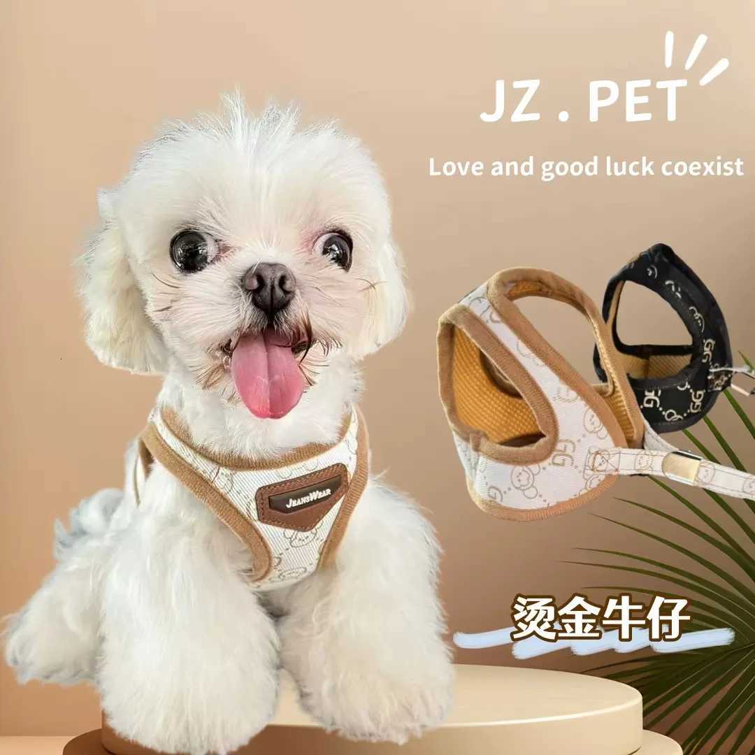 Black Khaki Dog Harness Vest And Leash Set Luxury Pet Chest Strap Walking Lead Collar Vest For Puppy Animal Schnauzer Chihuahua M251213