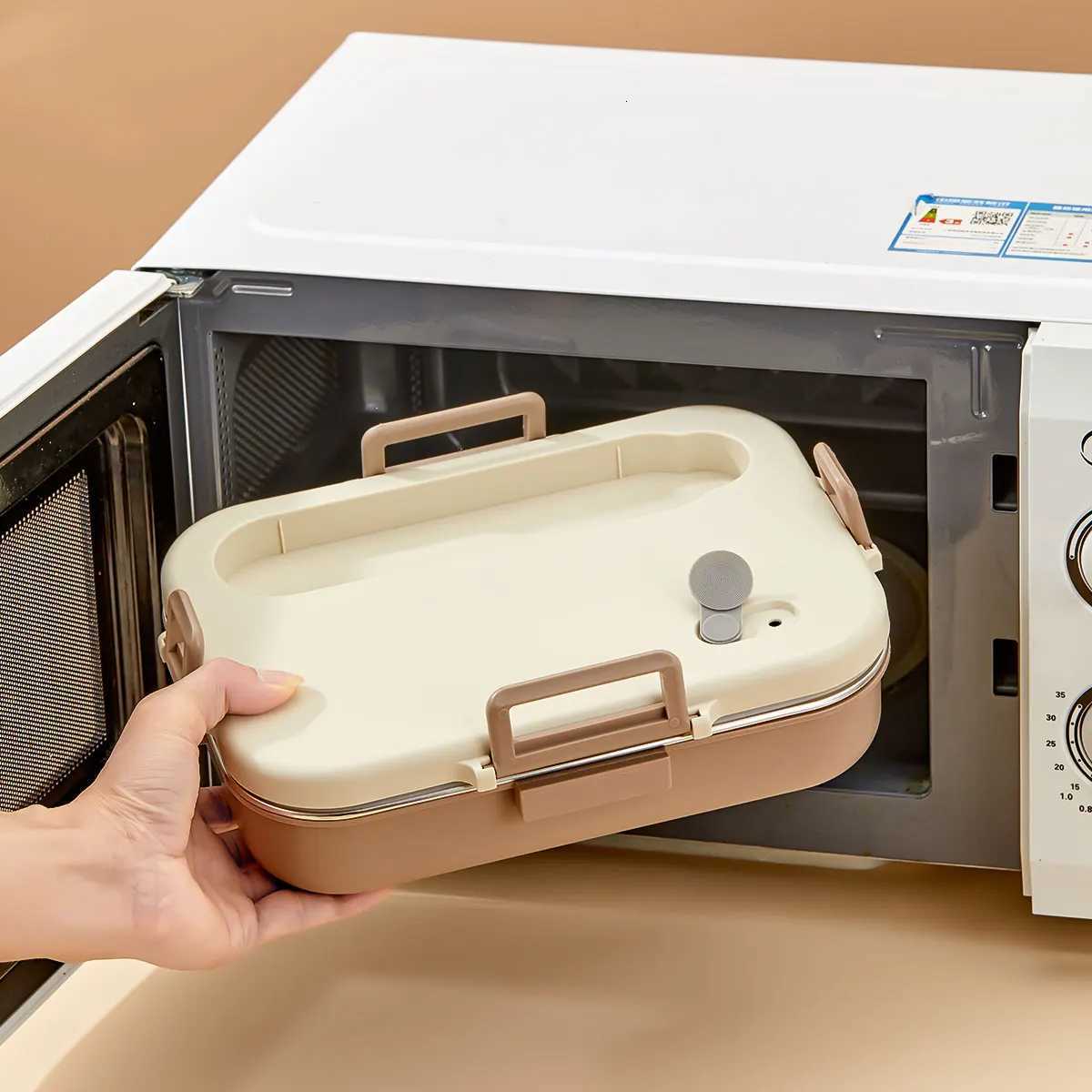 WORTHBUY 1500ML 304 Stainless Steel Divided Lunch Box With Bowl Cutlery Microwave Students Portable Large Capacity Bento Box H251213