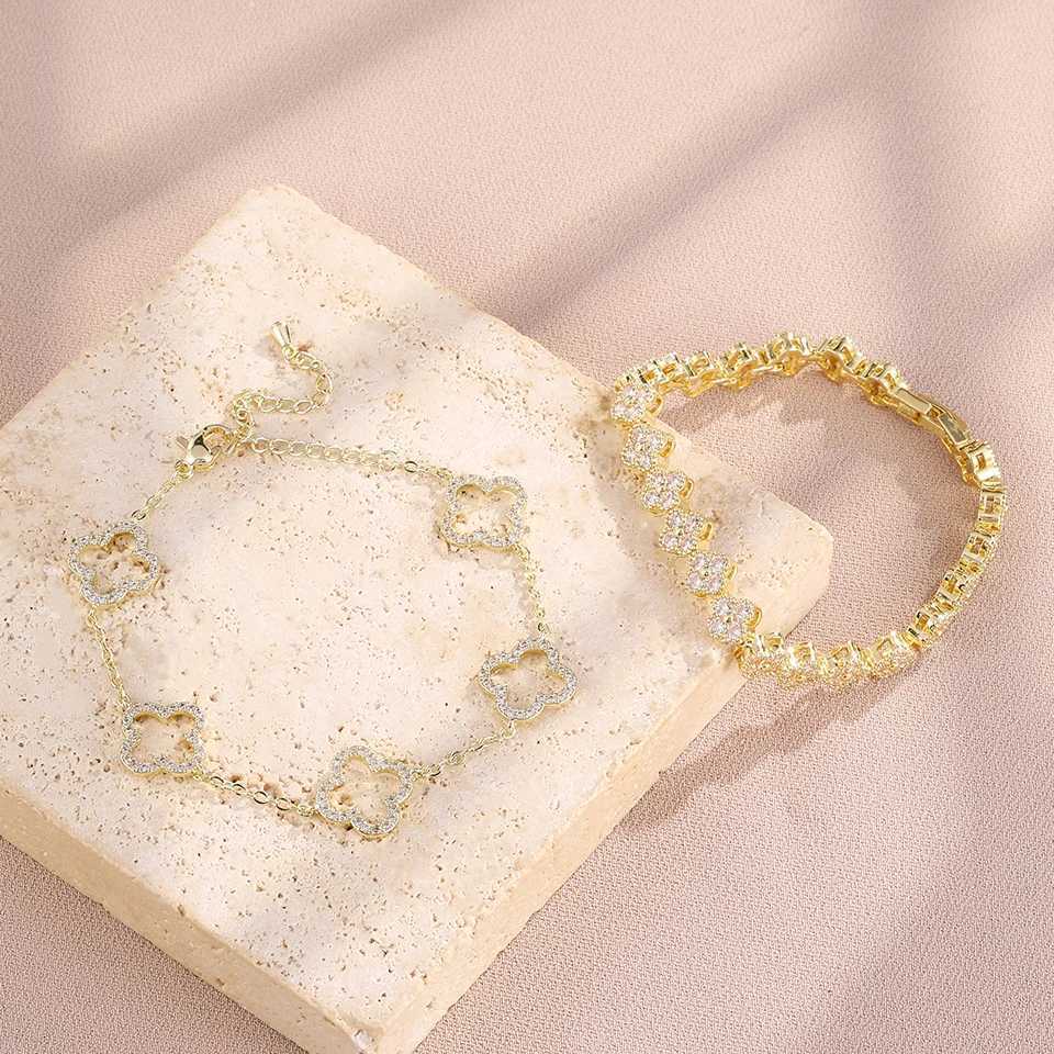 Yupsk 2 Pieces Shiny Zircon Flower Bangle Stackable Jewelry Set for Women Chic Colorful CZ Jewelry M251213