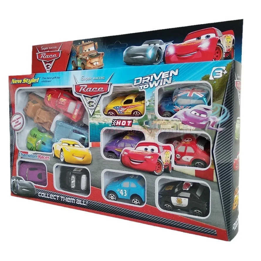 Disney 12pcs/Set Pixar Cars Lightning Mcqueen Jackson Storm Mater Pvc Model Back-Force Car Toy For Kids Birthday Gift Set H251213