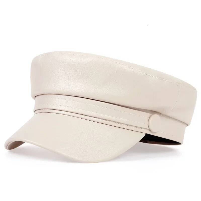 Ladies New Trendy Casual Pu Leather Flat Top Beret Women Men Octagon Hat Hot Sale ddmythur