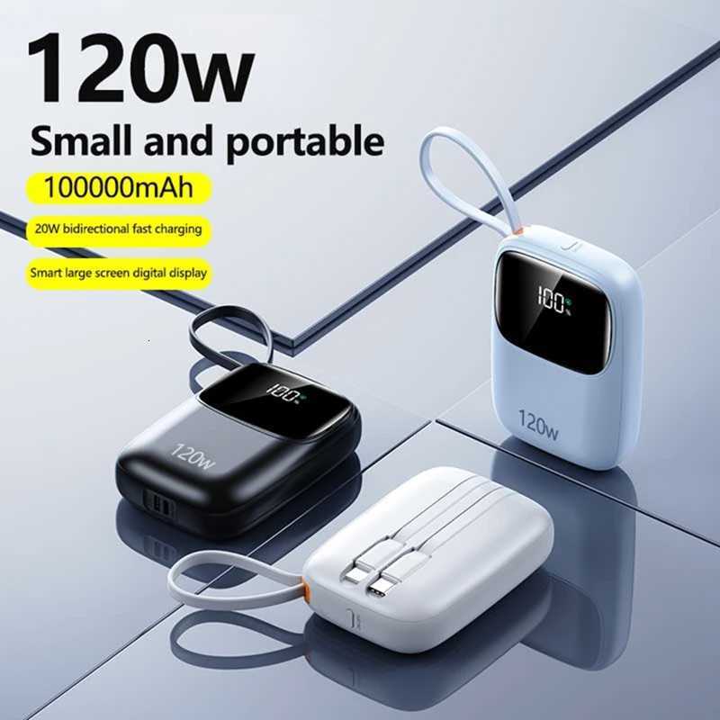 500000mAh High Capacity Power Bank Built in 3 Cables 120W er Fast Charging with DIgital Display Powerbank for iPhone H251213
