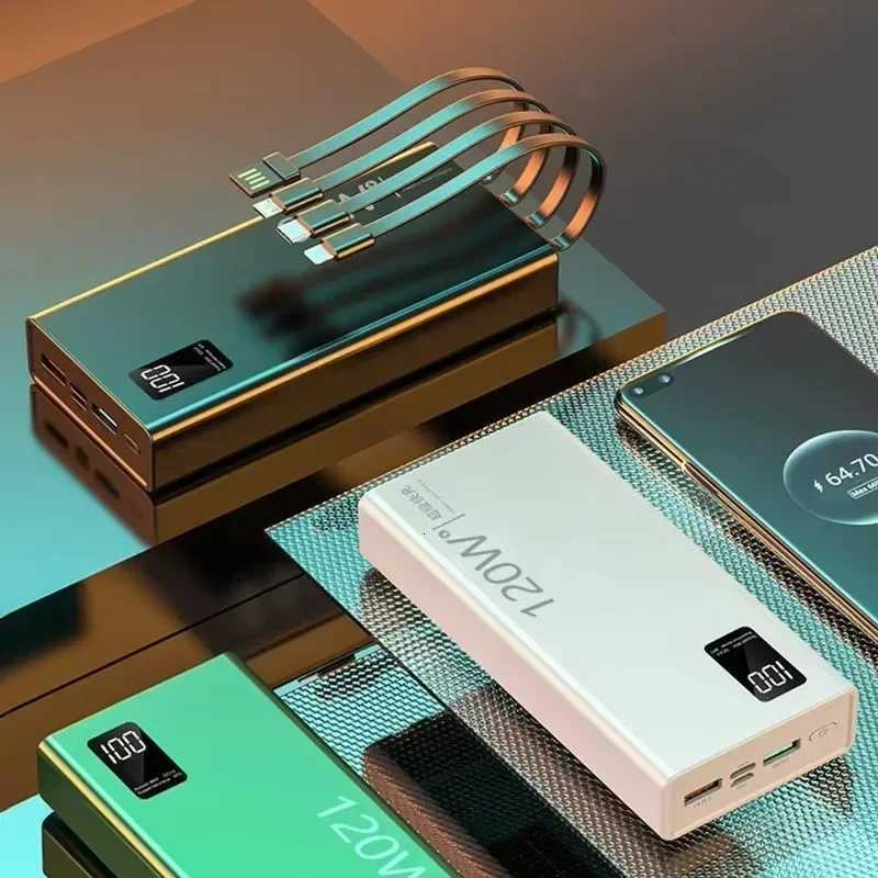 120W 50000mAh High Capacity Power Bank 4 in 1 Cables Fast Charging Power Bank Portable Charger For iPhone H251213