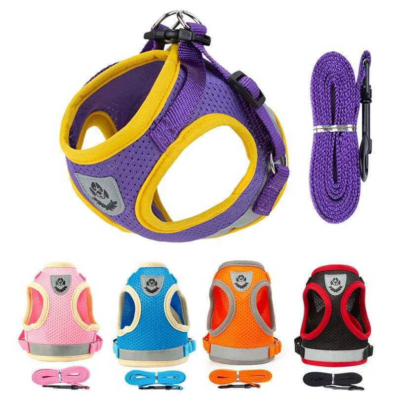 Puppy Harness and Leash Set Breathable Summer Mesh Dog Harness Vest Reflective Pet Cat Chest Straps Chihuahua Yorkies Harness M251213
