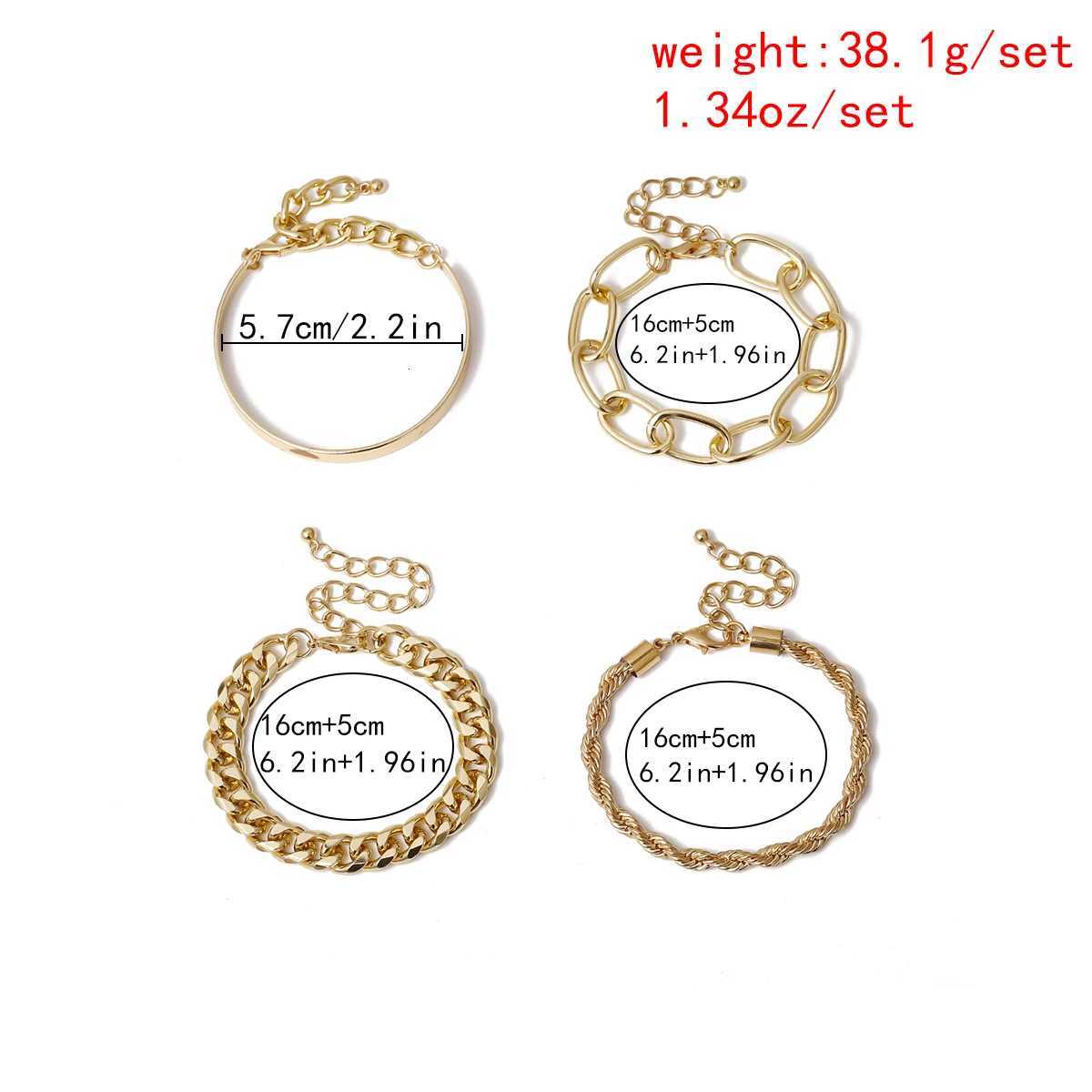 Ingemark 4Pcs/Set Trendy Punk Irregular Twists Metal s Women Hip-Hop Gold Color Stacking Chunky Chain 2026 New Jewelry M251213