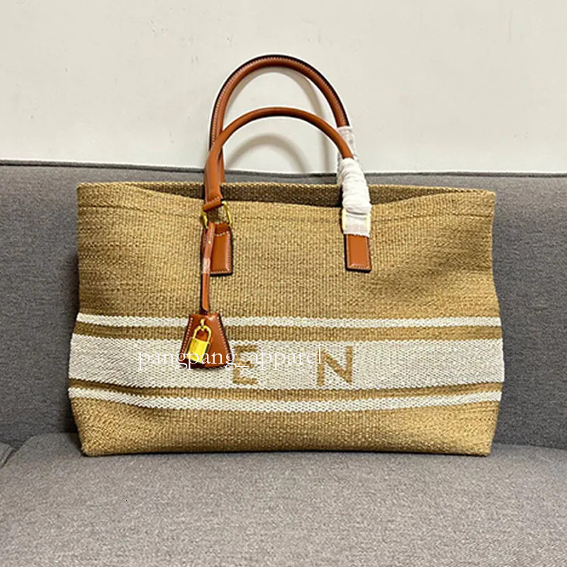 Designer bag celinesibag tote Woven Straw Beach Summer Tote Women Shopping Shoulder Handbag Large Capacity Bucket Purse Leather