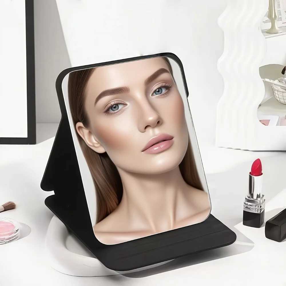 Portable Folding Makeup Mirror with FrameVisually Appealing Black Desktop Vanity Mirror for Dorm Office or Home UseT251213