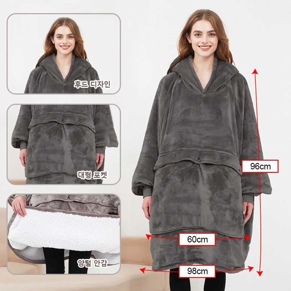 USB Electric Large Size Heated Hoodie Blanket Electric Wearable Warming Sleeping Bag for Adults Outdoor Indoor Camping Y251212