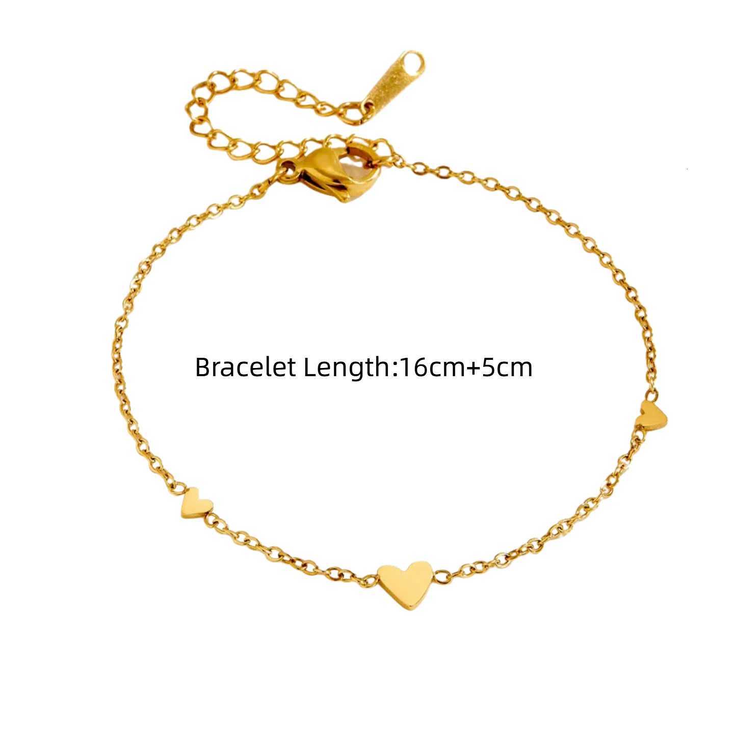 Punk Tiny Small Chain Link Female Gold Color Stainless Steel Heart Charm s for Women Jewelry Gift Braclet 2025 M251213
