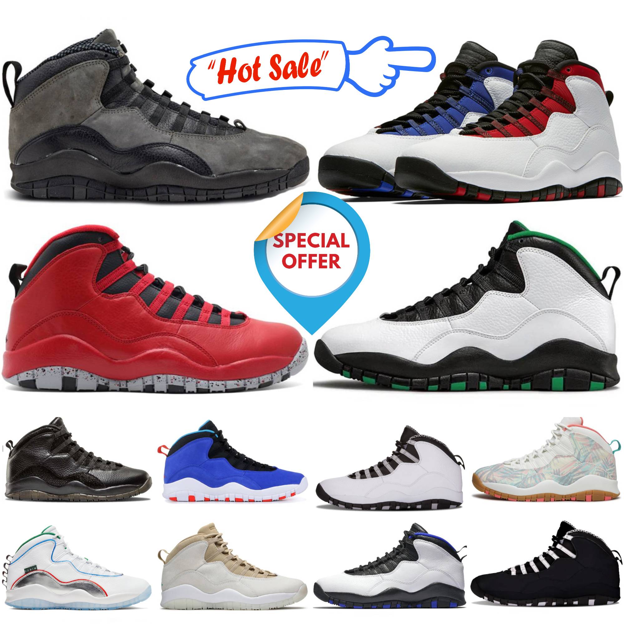 Mens 10 designer basketball shoes 10s Shadow Steel Black White Bulls Over Broadway Cement Chicago Double Nickel Drake linen men outdoor trainers sneakers Runners