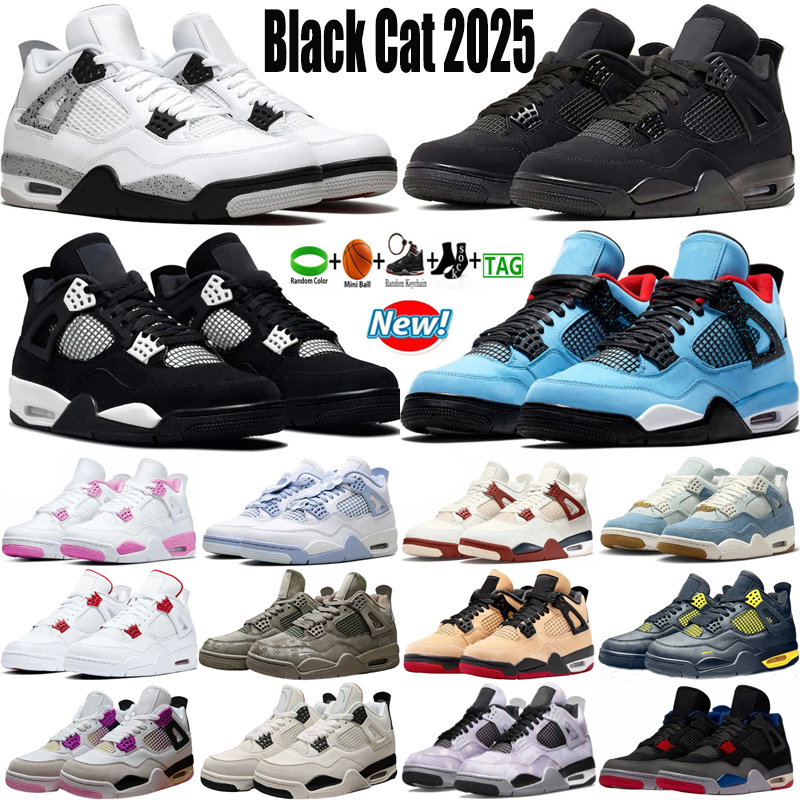 2025 Jumpman 4 Mens Basketball Shoes Vivid Sulfur Cacao Wow Medium Olive Panda Midnight Navy Military Black Cat University Blue Sail Sports Women Sneakers Trainers