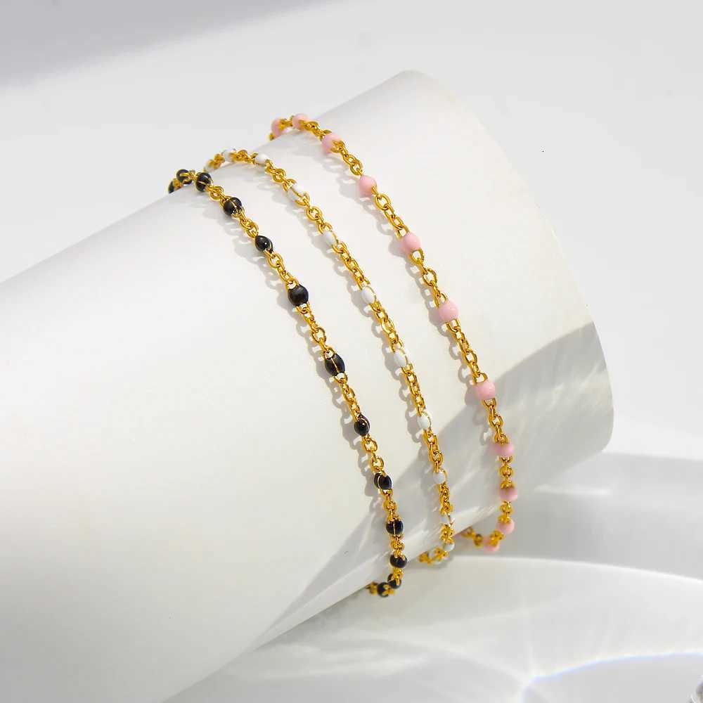 Elegant Beaded Chain 18K Gold Plated Stainless Steel Dainty Stackable Everyday Jewelry Accessory M251213