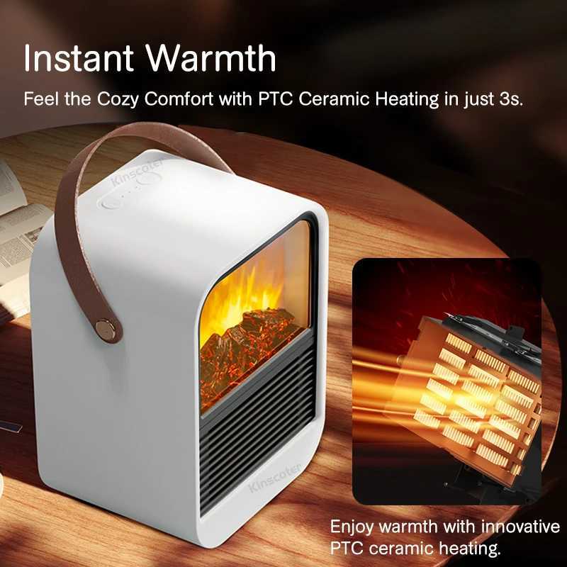 Electric Heater Warm Blower Fan Portable Desktop Household Home Heating Stove Radiator Flame Warmer Machine Y251213