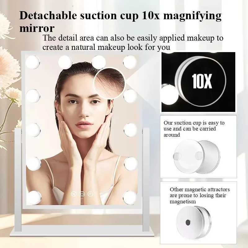 LED Light Bulb Mirror Portable Mirror Metal Smart Dressing Mirror Beauty Cosmetic MirrorT251213