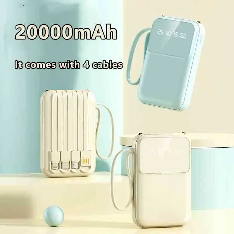 For 20000mAh Portable Mini Power Bank er Fast Charge built-in 4 Cables Digital Display for Huaewei iPhone/ H251213