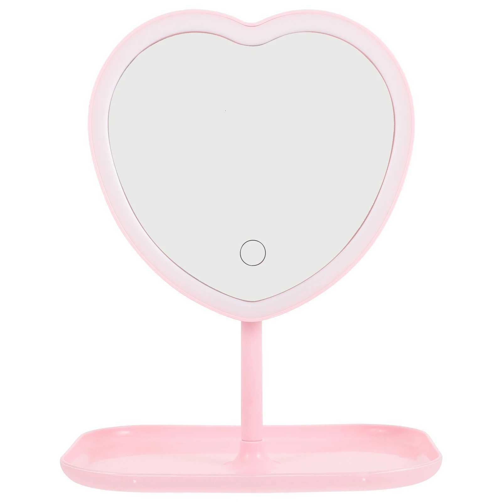 Heart Makeup USB Rechargeable LED Lighted Desk Mirror Movable Vanity Mirrors Table LED Mirror girls make up supplies Home DecorT251213