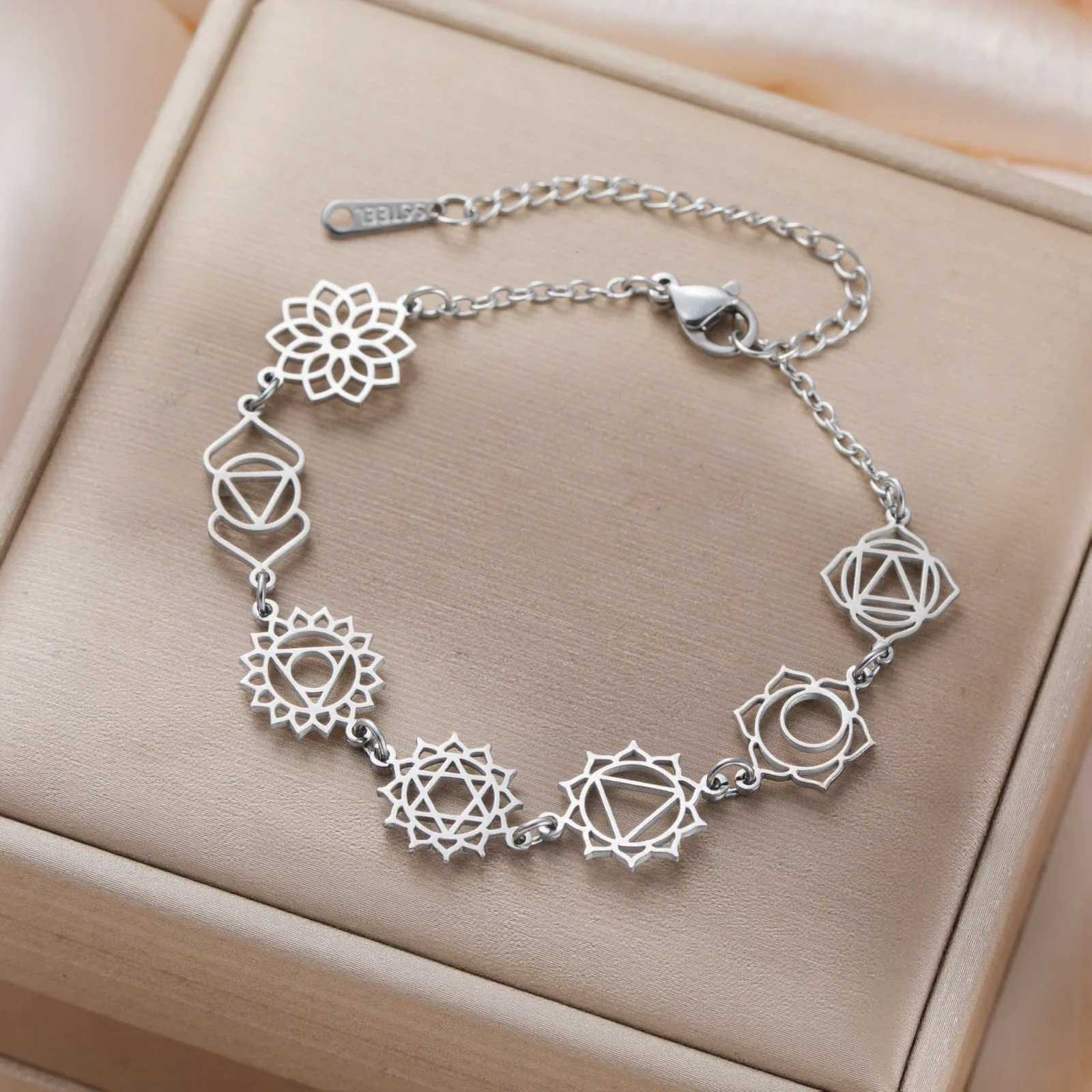 7 Chakra Yoga Balance Charm Women Stainless Steel Gold Color Hand s Spiritual Jewelry Birthday Gift Wholesale M251213