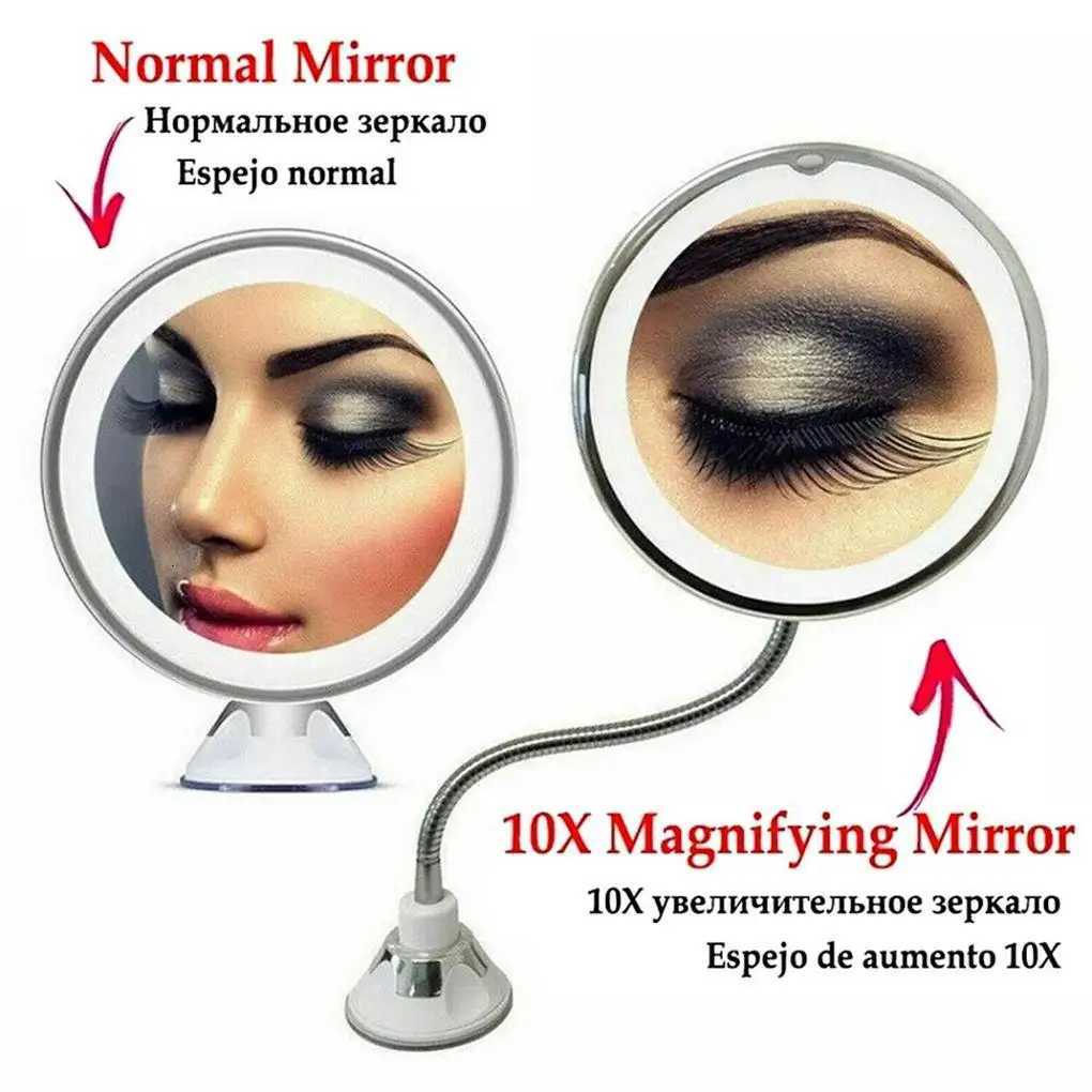 Rotation Makeup Mirror with LED Light Magnifying Tool Wall-Mounted Vanity Mirrors Travel Home Table AccessoriesT251213
