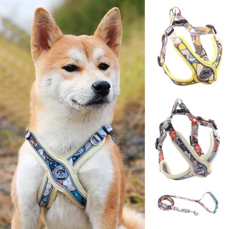 Luxury Pet Vest Harnesses for Small Medium Dogs Adjustable Mesh Puppy Dog Harness and Leash Set Shiba Inu Leads mascotas Chain M251213
