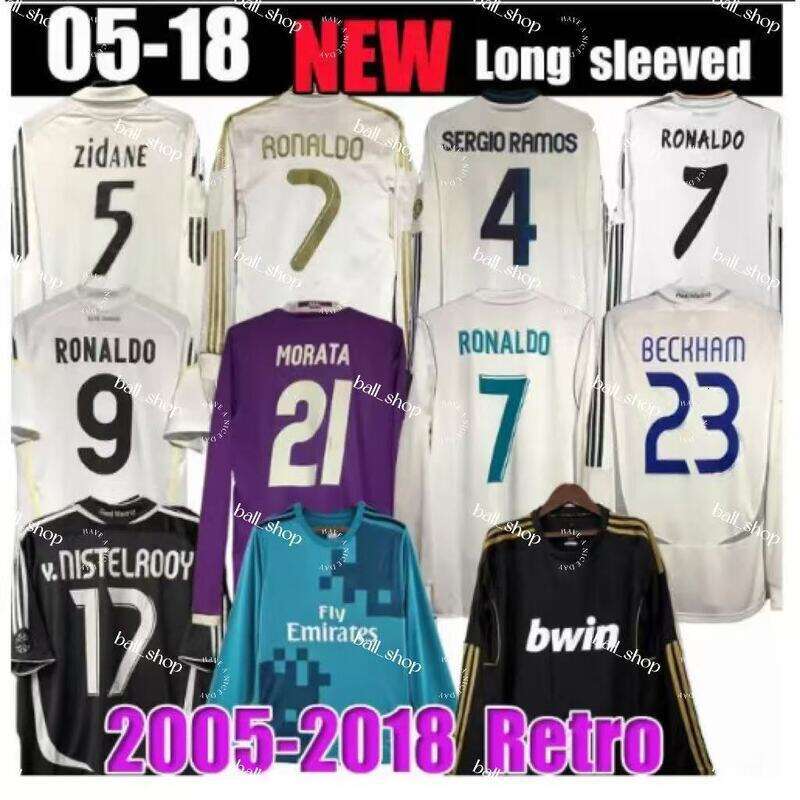 Retro Soccer Jersey long sleeve Football shirts GUTI Ramos SEEDORF CARLOS 10 12 13 14 15 16 R N A L D O ZIDANE RAUL 03 04 06 07 11 17 18 Vintage