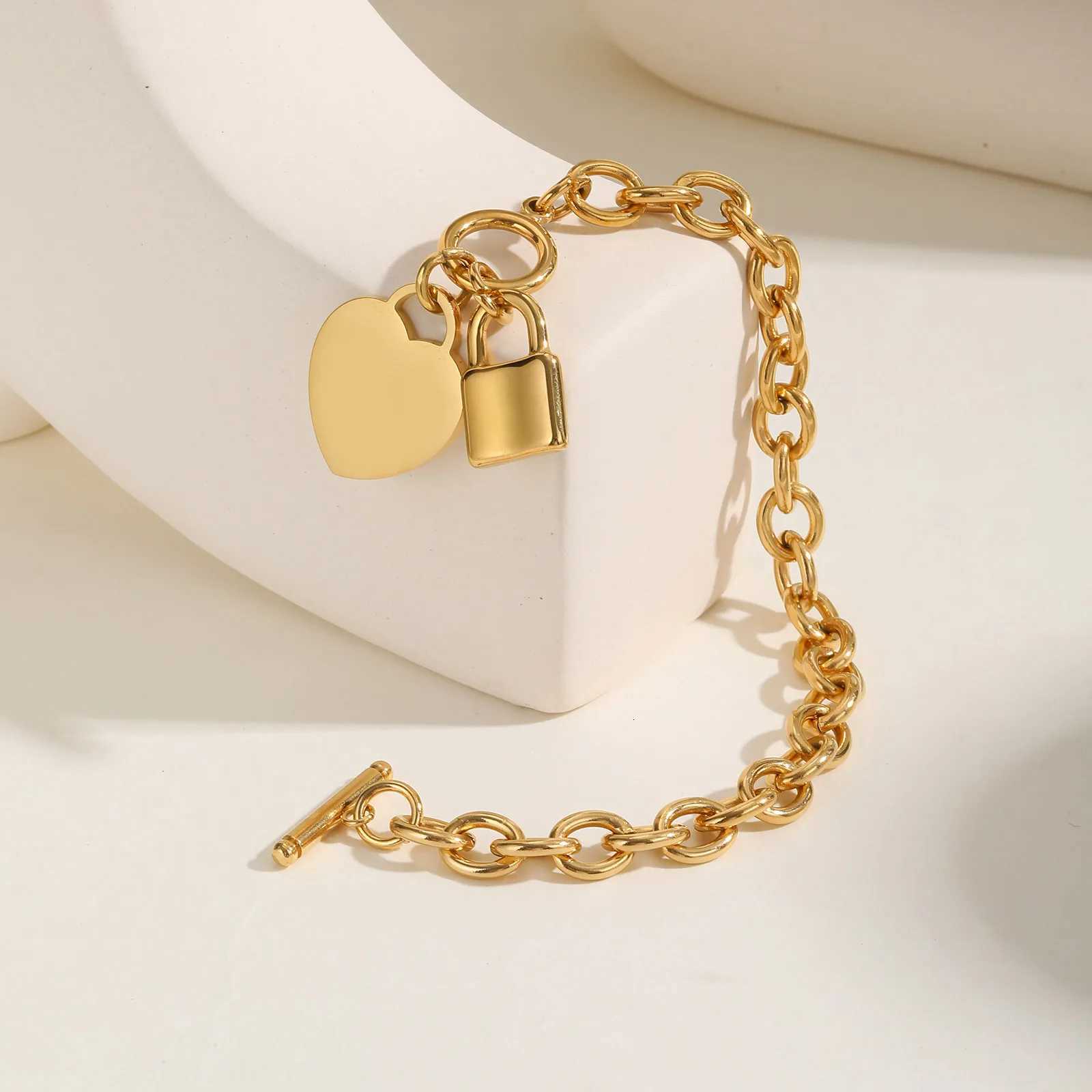 Prjewel Urious Heart-Shaped Lock Women Stainless Steel Thick K Chain s Fashion Jewelry for Mothers Day Gift M251213