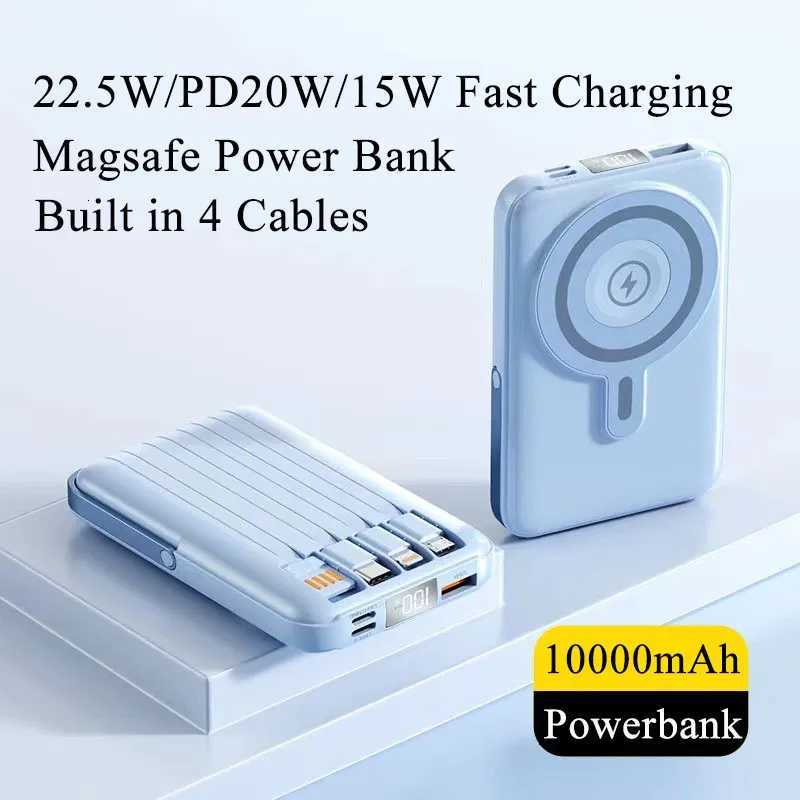 Power Bank 10000mAh With Cable Fast Charging Magnetic Wireless Powerbank for iPhone 16 15 Pro For Watch Poverbank H251213