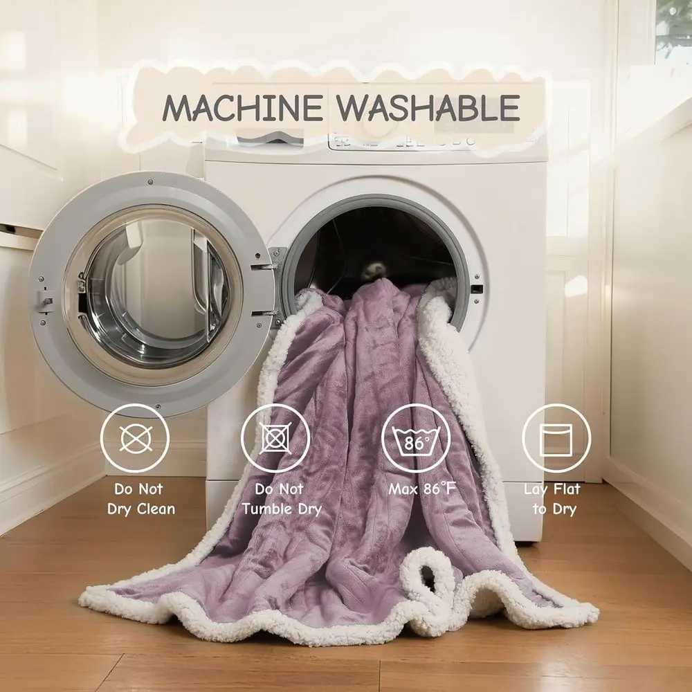 Queen Size 84x90 Electric Blanket Purple Flannel Dual Controls 6 Heat Levels Auto-Off Timer Y251212