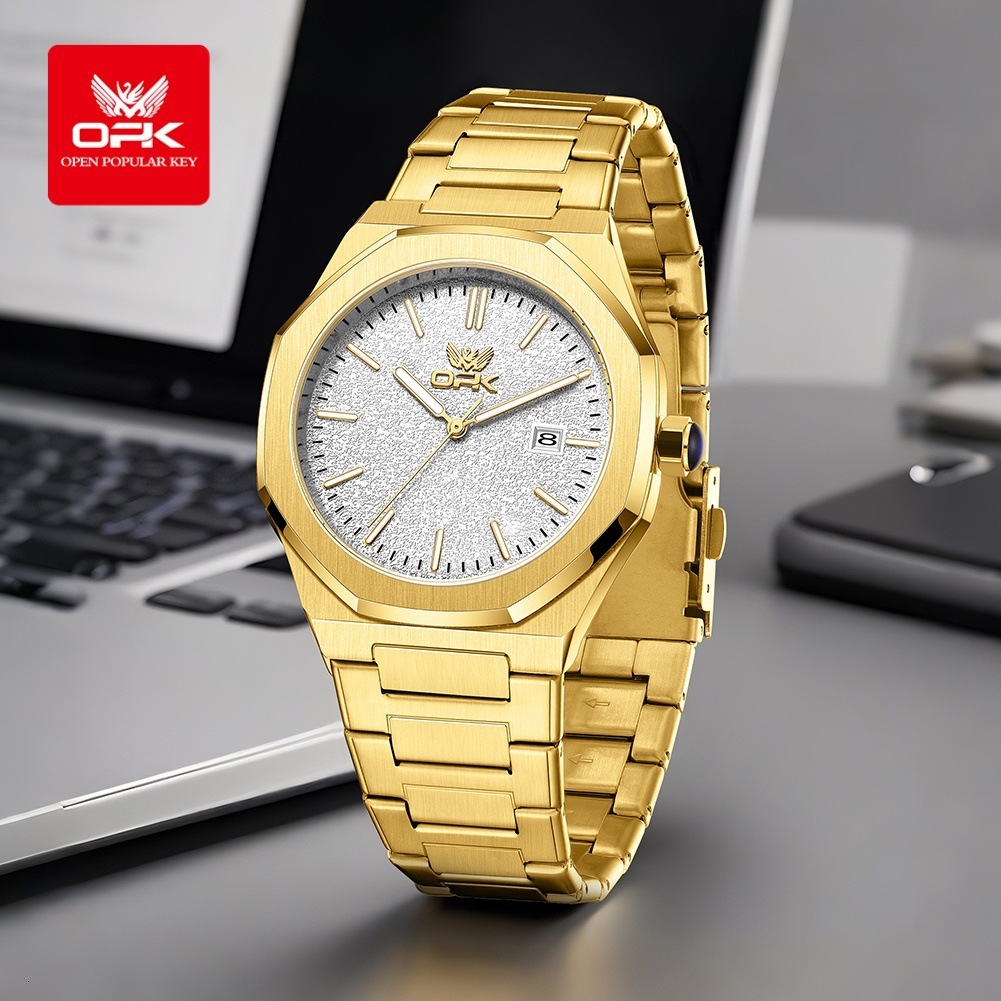 OPK Designer Men's Watches Free Shipping Wholesale, Fashionable And Simple Outdoor Sports Octagonal Watches, Calendar Luminous Quartz Watches