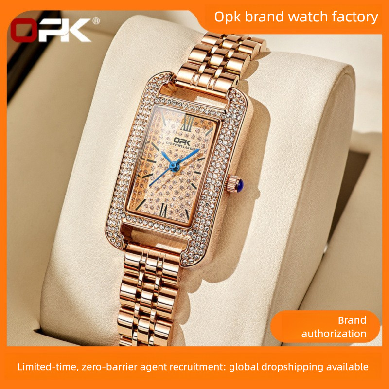 OPK Brand Designer Women's Watch, Waterproof Outdoor Sports And Casual Wristwatch, Diamond-encrusted Elegant And Unique Ladies' Watch