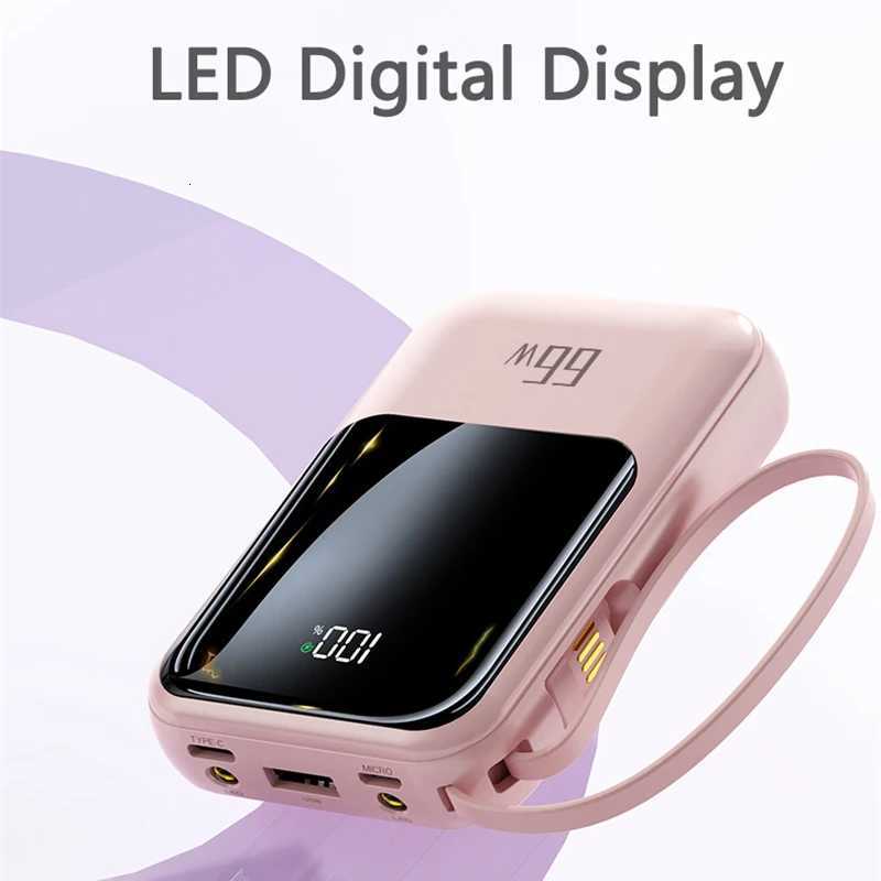 Power Bank 20000mAh 65W Fast Charging External Battery Back for iPhone 14 Redmi 9 Mini Powerbank Built in Cables H251213