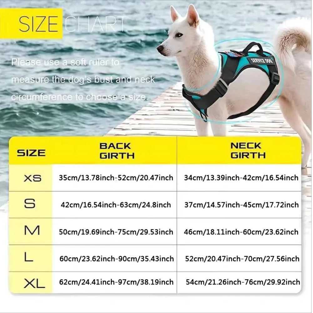 Service Dog Harness Reflective Dog Vest Harness with 5 PCS Patches Adjustable Soft Oxford Pet Harness Inner Layer Mesh Easy M251213