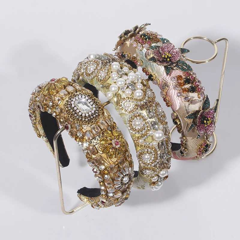 Luxury Sparkly Fl Crystal Pearl Baroque Haiand Padded Rhinestone Princ band For dr Birtay Hair Jewelry Y251213