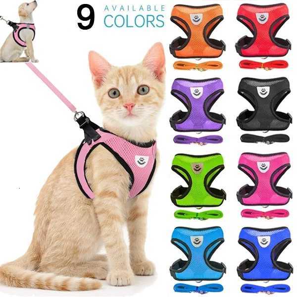 Dogs Puppy Harness Collar Cat Dog Adjustable Vest Walking Lead Leash Soft Breathable Polyester Mesh Harness For Small Medium Pet M251213