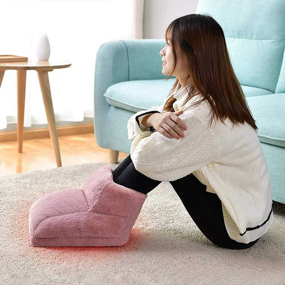 Electric Foot Warmer USB Charging Foot Heating Pad Comfort Fleece Suede Cushion Foot Heater Couple Slippers for Bedroom Sleeping Y251212