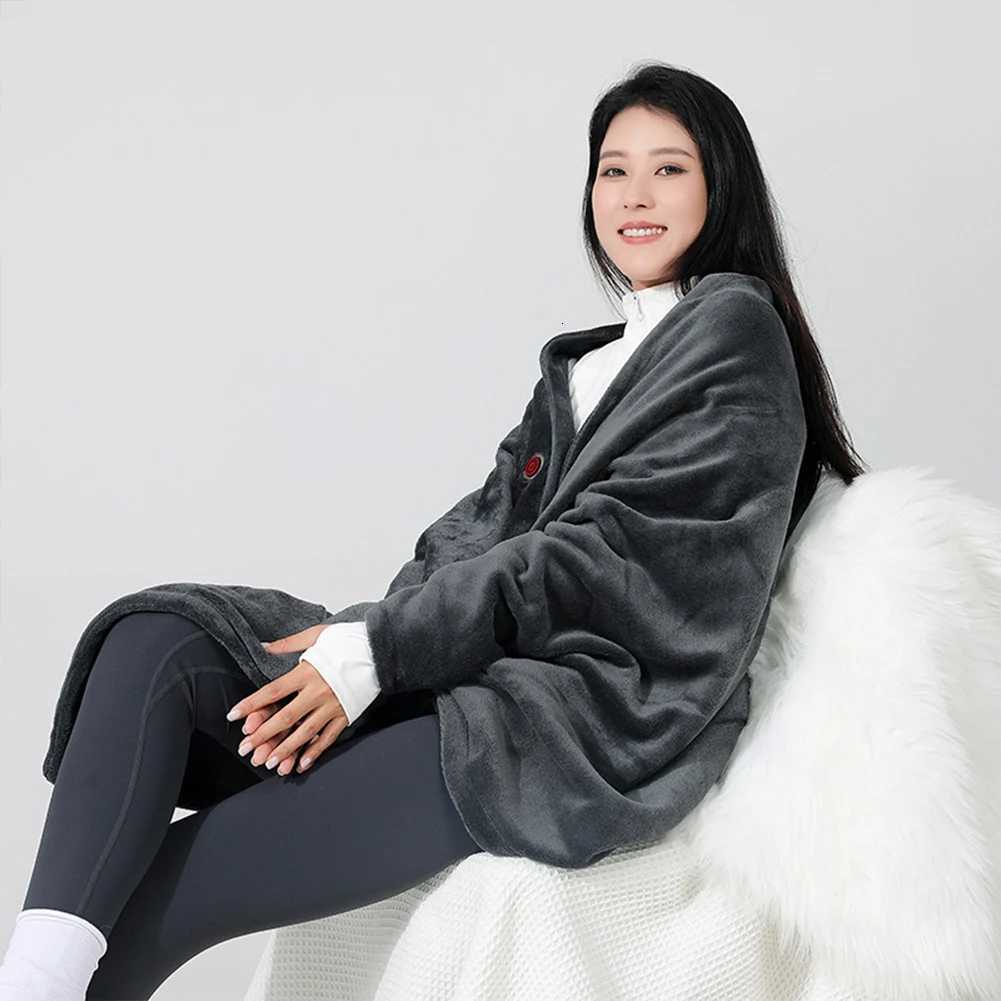 Wearable Heating Electric Blanket Shawl 3 Heated Level Throw Blanket 5v USB Charging Coral Flannel Velvet lamb Winter Warm Shawl Y251212