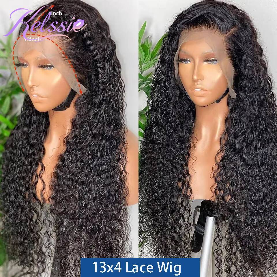 Wholesale Cheap HD Pre Plucked Human Hair Lace Front Wig 13x4 Curly Wet and Wavy Water Wave Lace Frontal Wig With Free Shipping