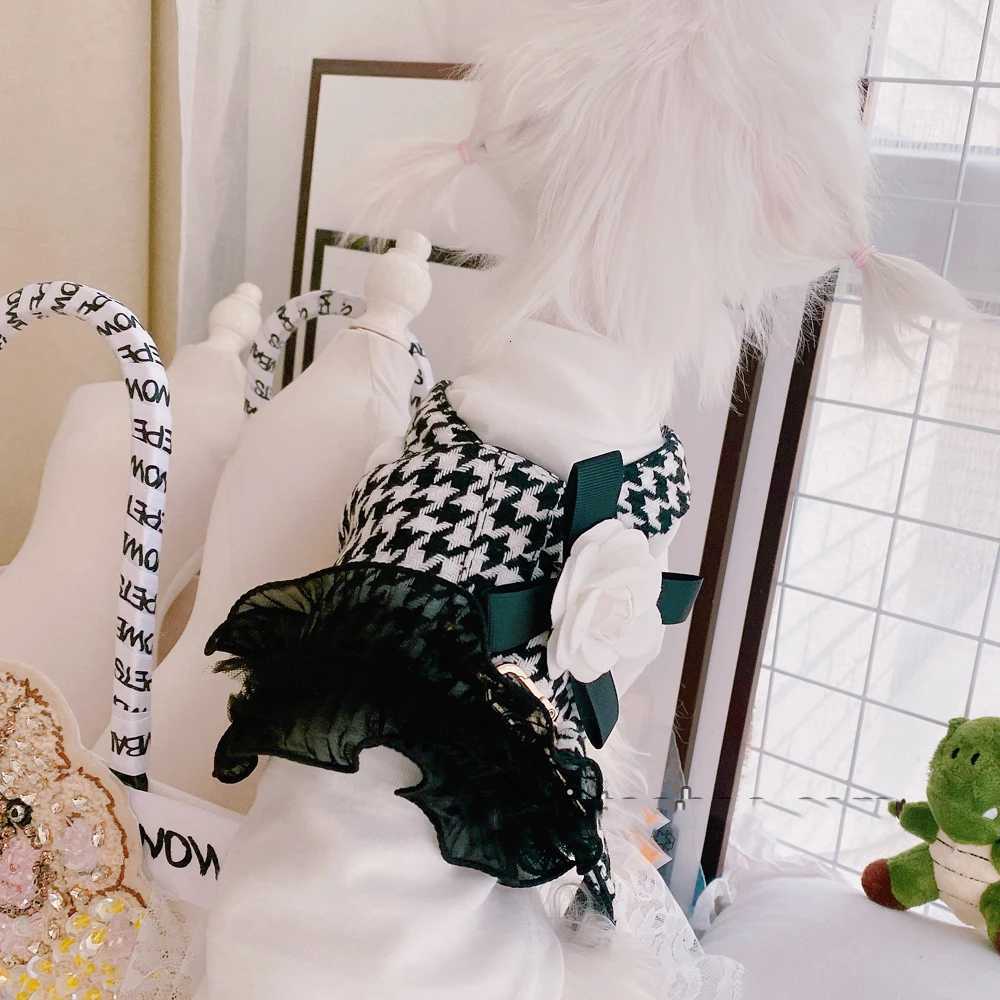 Luxury Lady Pet Harness Vest Dress Lead Set With Tutu Lace Skirt Out Party Wedding Dog Small Puppy Collar Costume Chihuahua Pugs M251213