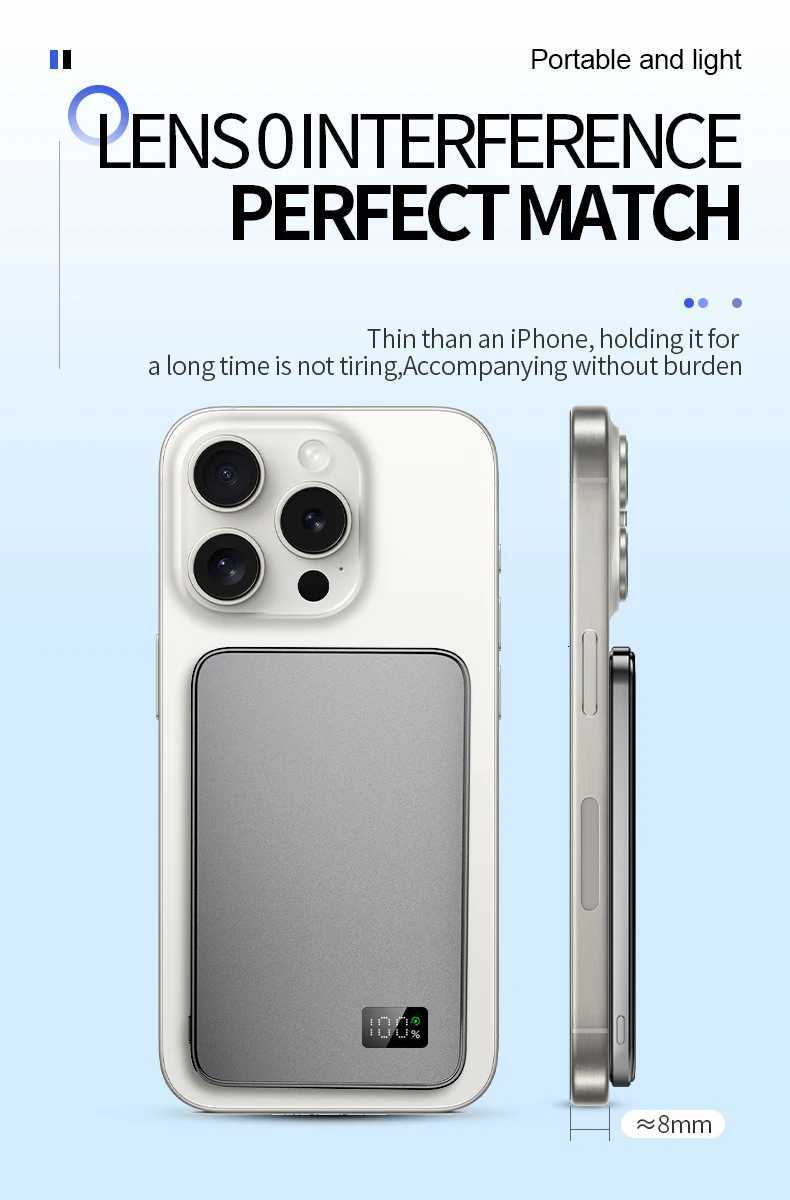 2024 New tra thin Alloy Powerbank Magnetic Power Bank Wireless Fast Charger For iPhone 15 14 13 12 Backup battery For H251213