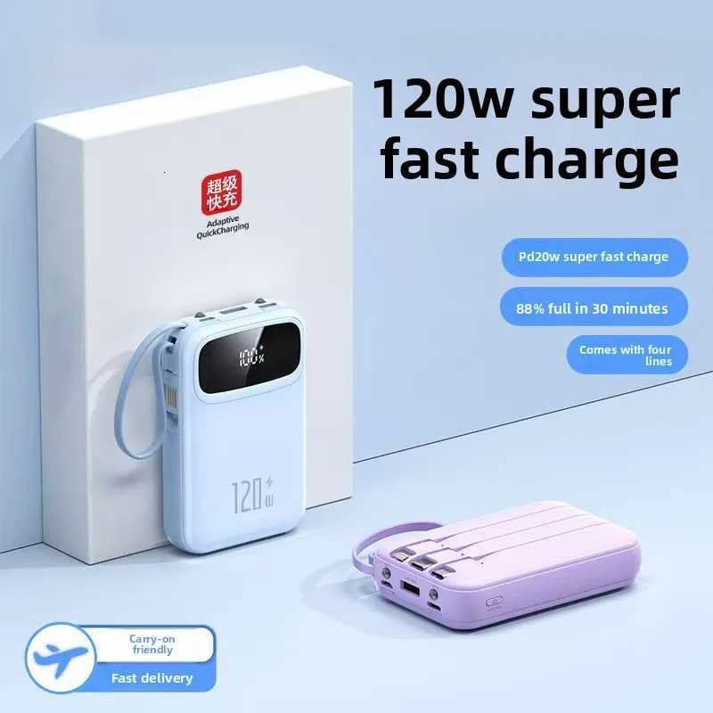 20000mAh Large Capacity Portable Power Bank with Built-in Cable er Fast Charging Mini and Cpact Ces with 3 Lines H251213