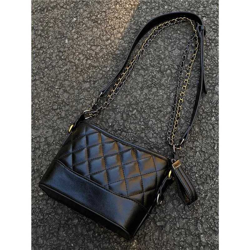New Trendy High-End Black Single Shoulder Crossbody Chain Hobo Bag for WomenT251213