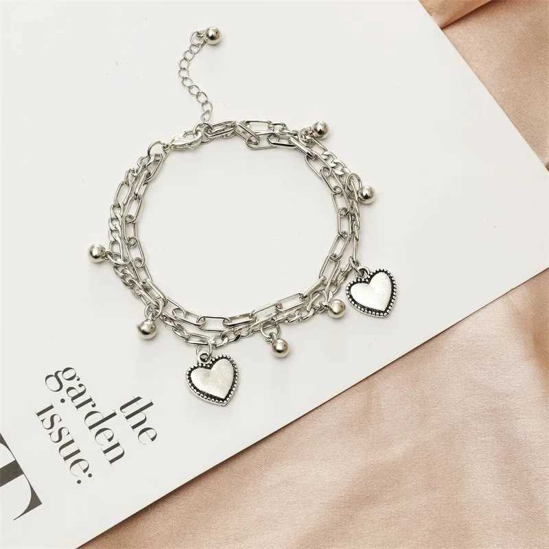 Double-Layer Heart Pendant Simple Stylish Personalized Metal Multi-Layer Jewelry Accessory M251213