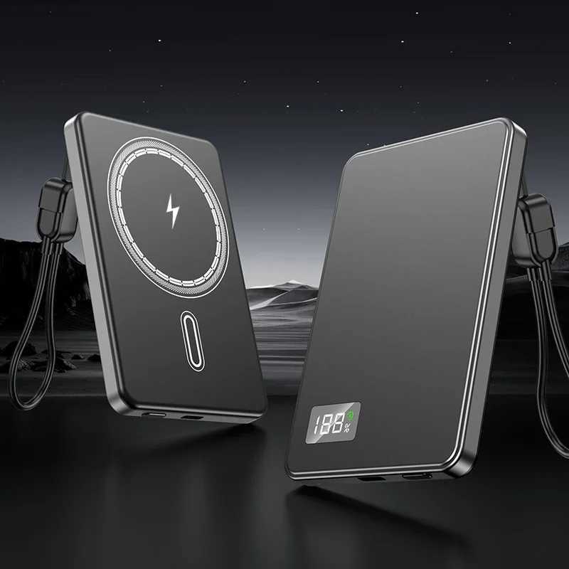 10000mAh tra Thin Wireless Magnetic Power Bank Fast Charging Built in Cable Digital Display Pd225w er fast charge H251213