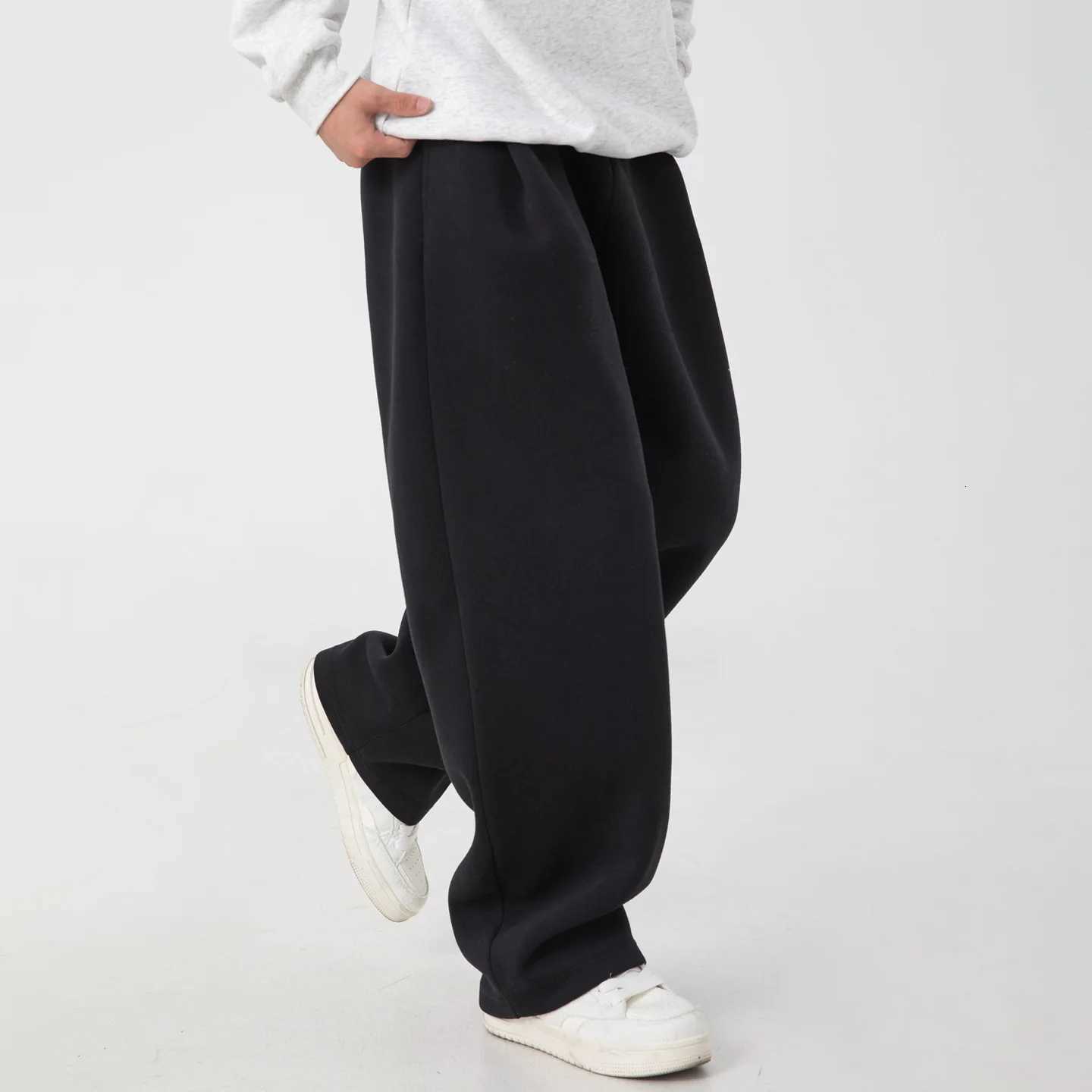 Mens Autumn Winter Wide-Leg Sweatpants - Tapered Cuff Dropped Crotch Harcoal Gray Black M-XXXL X251213