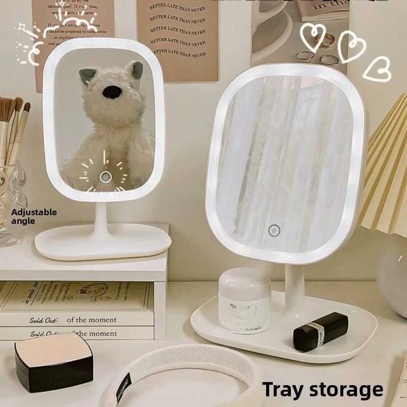 Desktop Vanity Mirror 3 Color Dimmable Light LED Makeup Light Touching Mirror Women Bedroom Dressing MirrorT251213
