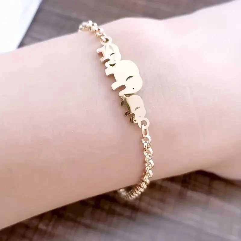 Stainless Steel Animal for Women Elephant Family Chain Fashion Jewelry Gift M251213